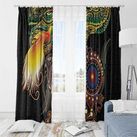 Papua New Guinea and Australia Together Window Curtain Bird of Paradise and Kangaroo Melanesian Aboriginal Motifs - Polynesian Pride