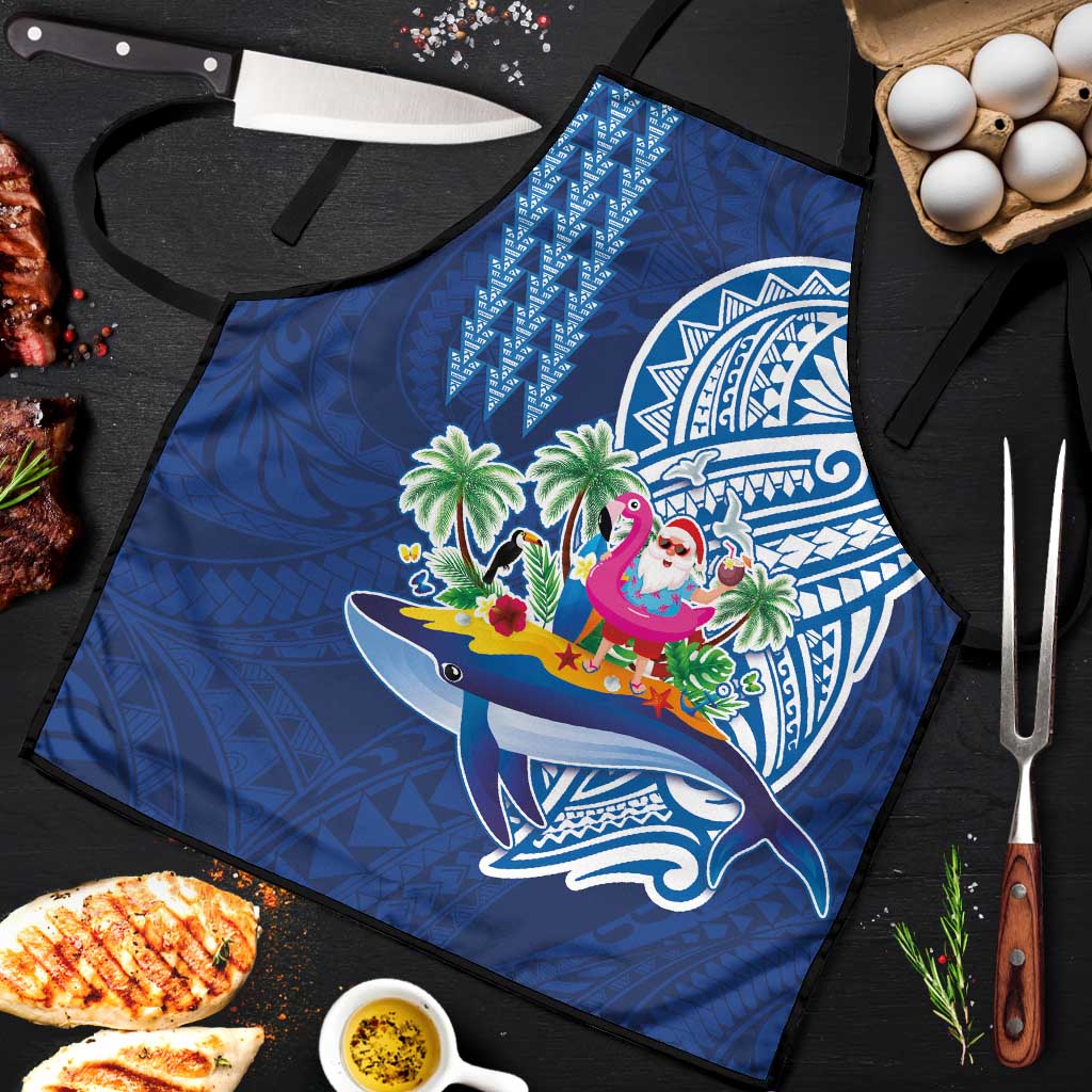 Hawaiian Mele Kalikimaka Apron Funny Santa on Whale Island with Kakau Tattoos - Polynesian Pride