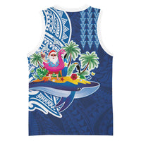 Hawaiian Mele Kalikimaka Basketball Jersey Funny Santa on Whale Island with Kakau Tattoos - Polynesian Pride