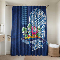 Hawaiian Mele Kalikimaka Bathroom Set Funny Santa on Whale Island with Kakau Tattoos - Polynesian Pride