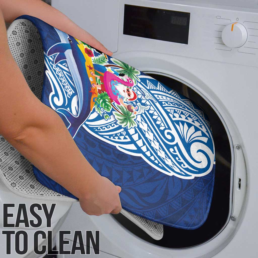 Hawaiian Mele Kalikimaka Bathroom Set Funny Santa on Whale Island with Kakau Tattoos - Polynesian Pride