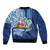 Hawaiian Mele Kalikimaka Bomber Jacket Funny Santa on Whale Island with Kakau Tattoos - Polynesian Pride