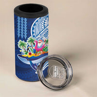Hawaiian Mele Kalikimaka 4 in 1 Can Cooler Tumbler Funny Santa on Whale Island with Kakau Tattoos - Polynesian Pride