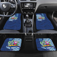 Hawaiian Mele Kalikimaka Car Mats Funny Santa on Whale Island with Kakau Tattoos - Polynesian Pride