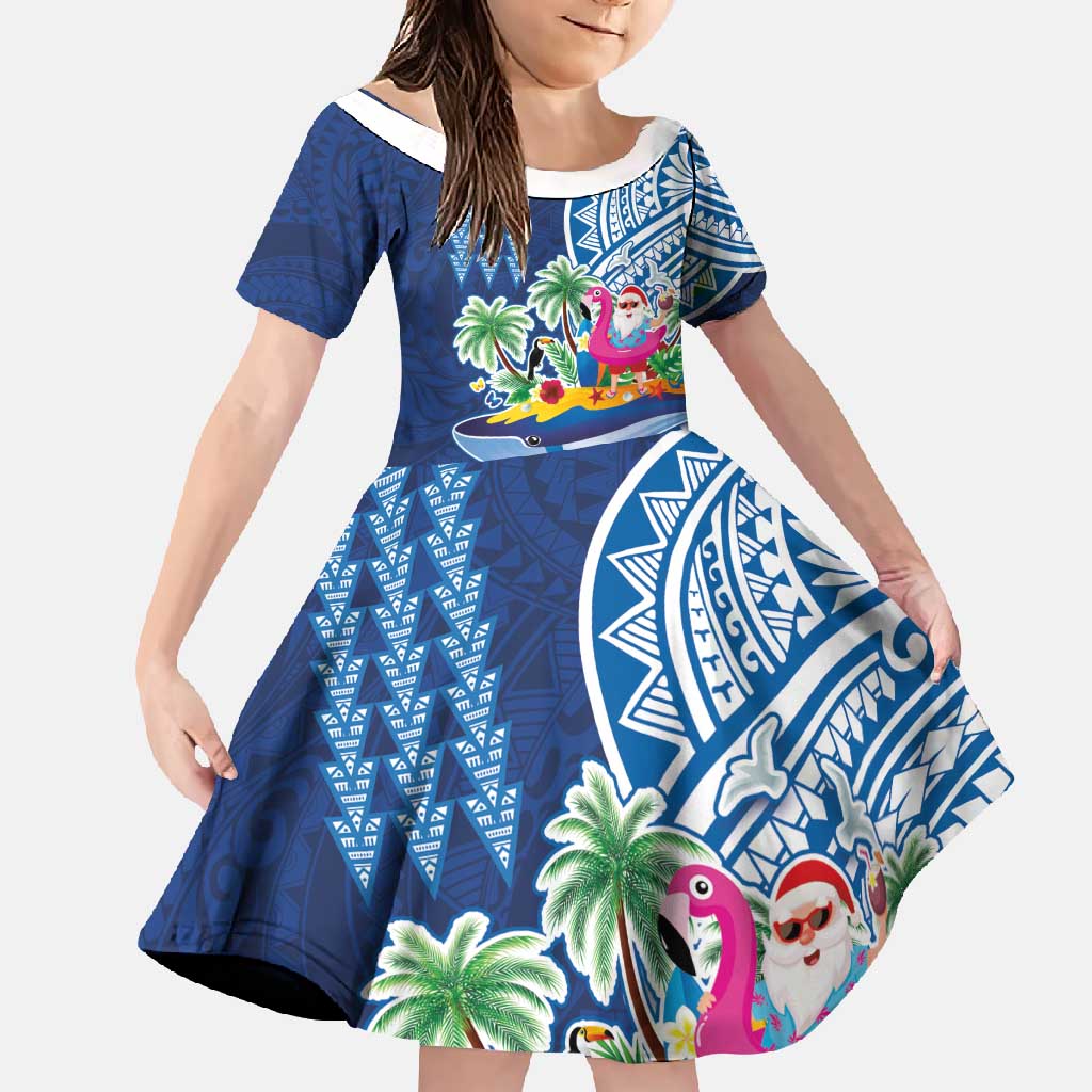 Hawaiian Mele Kalikimaka Family Matching Mermaid Dress and Hawaiian Shirt Funny Santa on Whale Island with Kakau Tattoos - Polynesian Pride