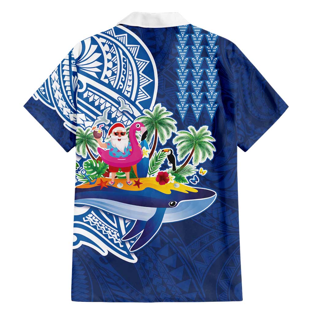 Hawaiian Mele Kalikimaka Family Matching Tank Maxi Dress and Hawaiian Shirt Funny Santa on Whale Island with Kakau Tattoos - Polynesian Pride