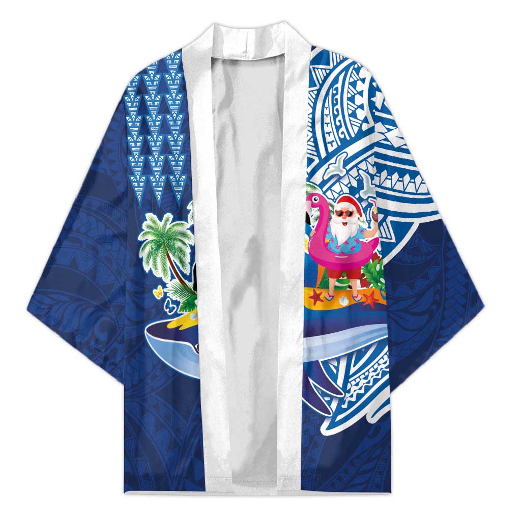 Hawaiian Mele Kalikimaka Kimono Funny Santa on Whale Island with Kakau Tattoos - Polynesian Pride
