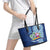 Hawaiian Mele Kalikimaka Leather Tote Bag Funny Santa on Whale Island with Kakau Tattoos - Polynesian Pride