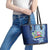 Hawaiian Mele Kalikimaka Leather Tote Bag Funny Santa on Whale Island with Kakau Tattoos - Polynesian Pride