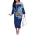 Hawaiian Mele Kalikimaka Off The Shoulder Long Sleeve Dress Funny Santa on Whale Island with Kakau Tattoos - Polynesian Pride