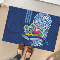 Hawaiian Mele Kalikimaka Rubber Doormat Funny Santa on Whale Island with Kakau Tattoos - Polynesian Pride