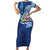 Hawaiian Mele Kalikimaka Short Sleeve Bodycon Dress Funny Santa on Whale Island with Kakau Tattoos - Polynesian Pride