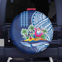 Hawaiian Mele Kalikimaka Spare Tire Cover Funny Santa on Whale Island with Kakau Tattoos - Polynesian Pride