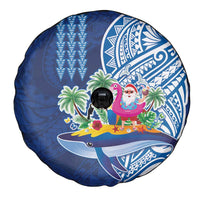 Hawaiian Mele Kalikimaka Spare Tire Cover Funny Santa on Whale Island with Kakau Tattoos - Polynesian Pride