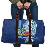 Hawaiian Mele Kalikimaka Travel Bag Funny Santa on Whale Island with Kakau Tattoos - Polynesian Pride
