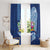 Hawaiian Mele Kalikimaka Window Curtain Funny Santa on Whale Island with Kakau Tattoos - Polynesian Pride
