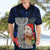 Guam Christmas Hawaiian Shirt Santa Gift Latte Stone and Sea Turle Mix Hibiscus Chamorro Blue Style LT03