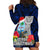 Guam Christmas Hoodie Dress Santa Gift Latte Stone and Sea Turle Mix Hibiscus Chamorro Blue Style LT03