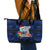 Guam Christmas Leather Tote Bag Santa Gift Latte Stone and Sea Turle Mix Hibiscus Chamorro Blue Style LT03