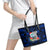 Guam Christmas Leather Tote Bag Santa Gift Latte Stone and Sea Turle Mix Hibiscus Chamorro Blue Style LT03