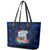 Guam Christmas Leather Tote Bag Santa Gift Latte Stone and Sea Turle Mix Hibiscus Chamorro Blue Style LT03