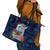 Guam Christmas Leather Tote Bag Santa Gift Latte Stone and Sea Turle Mix Hibiscus Chamorro Blue Style LT03