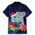 Custom Guam Christmas Family Matching Mermaid Dress and Hawaiian Shirt Santa Gift Latte Stone and Sea Turle Mix Hibiscus Chamorro Blue Style LT03