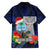 Custom Guam Christmas Hawaiian Shirt Santa Gift Latte Stone and Sea Turle Mix Hibiscus Chamorro Blue Style LT03