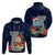 Custom Guam Christmas Hoodie Santa Gift Latte Stone and Sea Turle Mix Hibiscus Chamorro Blue Style LT03