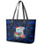 Custom Guam Christmas Leather Tote Bag Santa Gift Latte Stone and Sea Turle Mix Hibiscus Chamorro Blue Style LT03