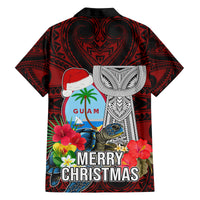 Guam Christmas Family Matching Puletasi Dress and Hawaiian Shirt Santa Gift Latte Stone and Sea Turle Mix Hibiscus Chamorro Red Style LT03 - Polynesian Pride