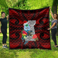 Guam Christmas Quilt Santa Gift Latte Stone and Sea Turle Mix Hibiscus Chamorro Red Style LT03
