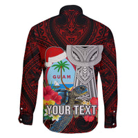 Custom Guam Christmas Family Matching Puletasi Dress and Hawaiian Shirt Santa Gift Latte Stone and Sea Turle Mix Hibiscus Chamorro Red Style LT03 - Polynesian Pride