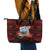 Custom Guam Christmas Leather Tote Bag Santa Gift Latte Stone and Sea Turle Mix Hibiscus Chamorro Red Style LT03