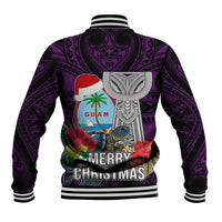 Guam Christmas Baseball Jacket Santa Gift Latte Stone and Sea Turle Mix Hibiscus Chamorro Pink Style LT03