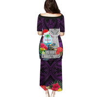 Guam Christmas Family Matching Puletasi Dress and Hawaiian Shirt Santa Gift Latte Stone and Sea Turle Mix Hibiscus Chamorro Pink Style LT03 - Polynesian Pride