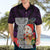 Guam Christmas Hawaiian Shirt Santa Gift Latte Stone and Sea Turle Mix Hibiscus Chamorro Pink Style LT03