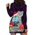 Guam Christmas Hoodie Dress Santa Gift Latte Stone and Sea Turle Mix Hibiscus Chamorro Pink Style LT03