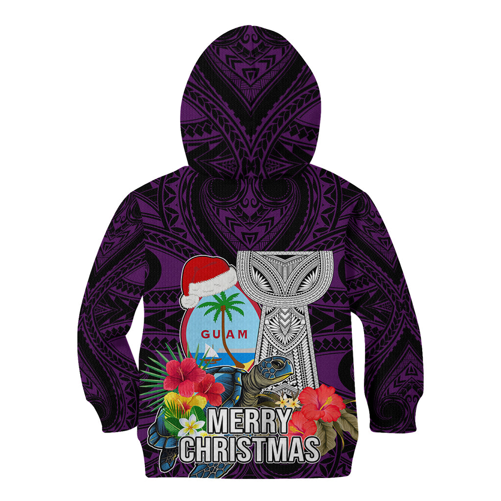 Guam Christmas Kid Hoodie Santa Gift Latte Stone and Sea Turle Mix Hibiscus Chamorro Pink Style LT03