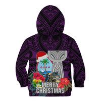 Guam Christmas Kid Hoodie Santa Gift Latte Stone and Sea Turle Mix Hibiscus Chamorro Pink Style LT03