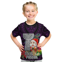 Guam Christmas Kid T Shirt Santa Gift Latte Stone and Sea Turle Mix Hibiscus Chamorro Pink Style LT03