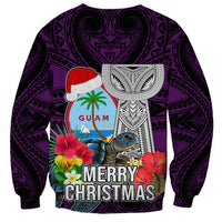Guam Christmas Sweatshirt Santa Gift Latte Stone and Sea Turle Mix Hibiscus Chamorro Pink Style LT03