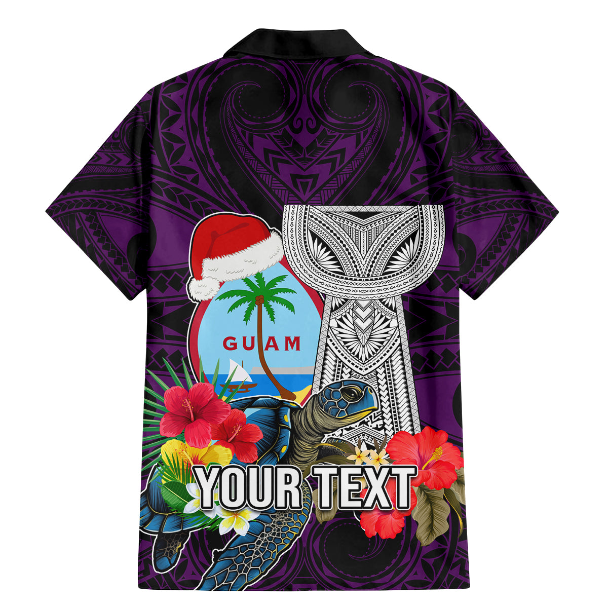 Custom Guam Christmas Family Matching Mermaid Dress and Hawaiian Shirt Santa Gift Latte Stone and Sea Turle Mix Hibiscus Chamorro Pink Style LT03 - Polynesian Pride
