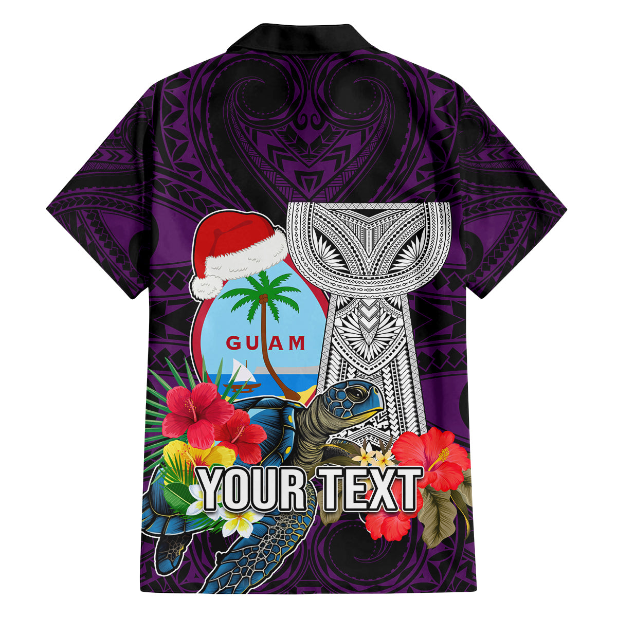 Custom Guam Christmas Family Matching Puletasi Dress and Hawaiian Shirt Santa Gift Latte Stone and Sea Turle Mix Hibiscus Chamorro Pink Style LT03 - Polynesian Pride
