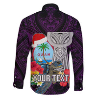 Custom Guam Christmas Family Matching Puletasi Dress and Hawaiian Shirt Santa Gift Latte Stone and Sea Turle Mix Hibiscus Chamorro Pink Style LT03 - Polynesian Pride