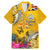 Niue Waitangi Family Matching Mermaid Dress and Hawaiian Shirt Tropical Flower Tapa Pattern LT03 Dad's Shirt - Short Sleeve Yellow - Polynesian Pride