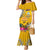 Niue Waitangi Family Matching Mermaid Dress and Hawaiian Shirt Tropical Flower Tapa Pattern LT03 Mom's Dress Yellow - Polynesian Pride