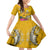 Niue Waitangi Family Matching Off Shoulder Maxi Dress and Hawaiian Shirt Tropical Flower Tapa Pattern LT03 Daughter's Dress Yellow - Polynesian Pride