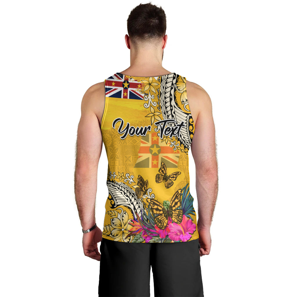 Niue Waitangi Men Tank Top Tropical Flower Tapa Pattern LT03 - Polynesian Pride