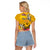 Niue Waitangi Raglan Cropped T Shirt Tropical Flower Tapa Pattern LT03 - Polynesian Pride